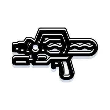 Futuristic ray weapon black and white illustration icon Stock Illustration