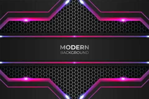 Futuristic Realistic Shape Purple and Pink Background Glow In The Dark Stock Illustration
