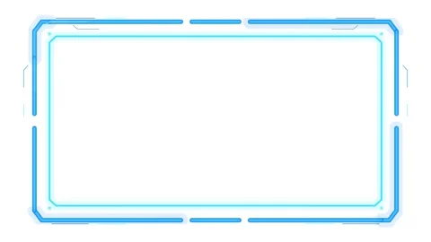 A futuristic rectangular frame with rounded corners and glowing cyan blue l.. Stock Footage 346002193
