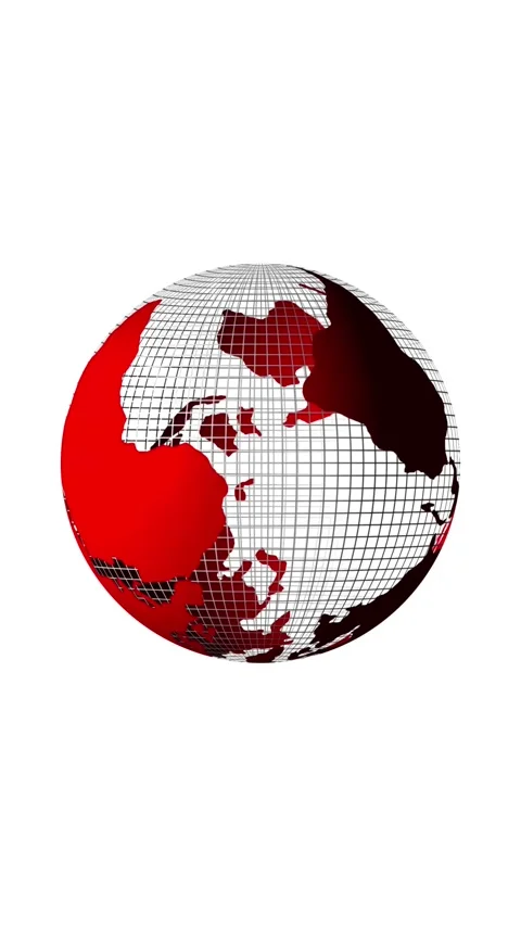 Futuristic red and black globe with grid lines on bright background vertica.. 스톡 동영상 344730021