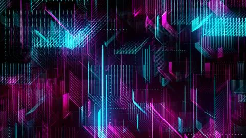 Futuristic Red Blue Shiny Digital Technology Diagonal Vertical Dotted Lines Flat Illustrazione stock