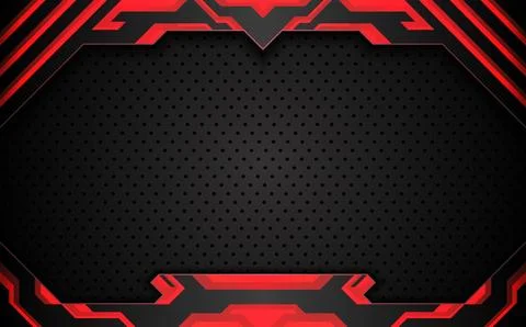Futuristic red border dark gaming banner background template Stock Illustration