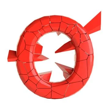 Futuristic red cracked letter. 3D illustration Stock Illustration