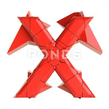 Futuristic red cracked letter. 3D illustration Stock Illustration