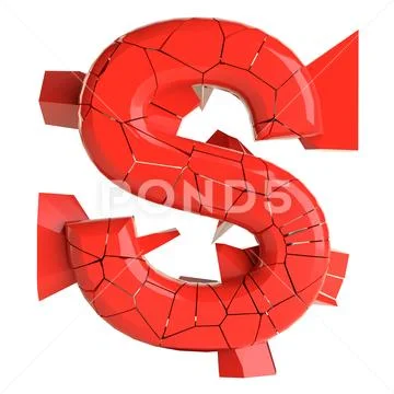 Futuristic red cracked letter. 3D illustration Stock Illustration