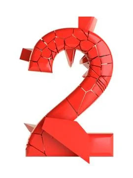 Futuristic red cracked number. 3D illustration Stock Illustration