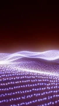 Futuristic red data wave made of glowing dots and particles forming a flowi.. Stock Illustration