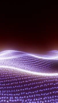 Futuristic red data wave made of glowing dots and particles forming a flowi.. Stockillustratie