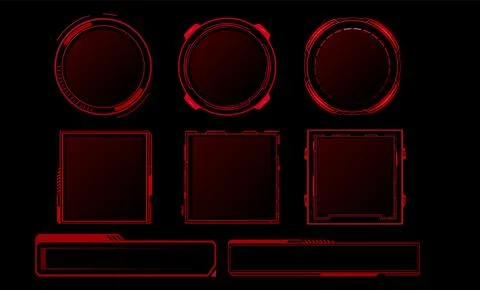 Futuristic red digital frames collection Stock Illustration