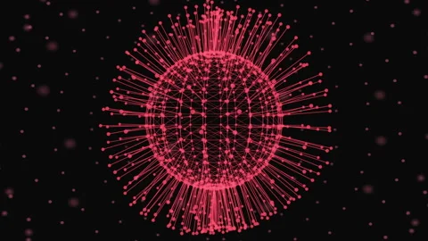 Futuristic Red Digital Network Sphere Rotating AI Data Technology Background Video stock 331117273