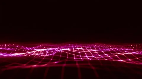 Futuristic Red Digital Wave 3D AI Glowing Dots lines in Cyberspace 4K Loop Stock Footage 306312092