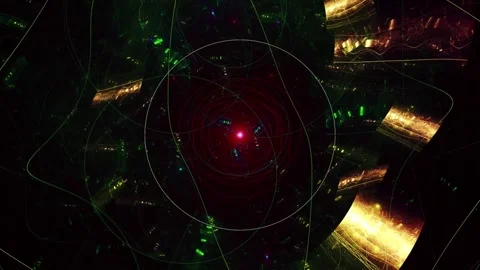 Futuristic Red Energy Core with Glowing Orbital Light Trails Stock Footage 346131551