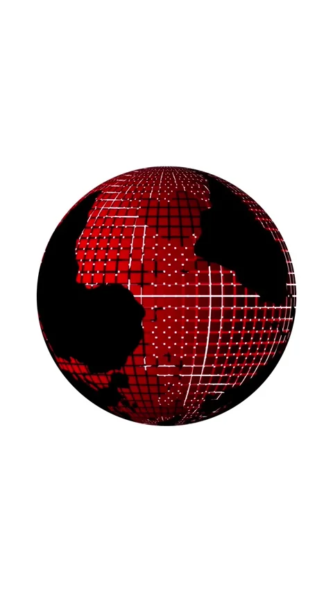 Futuristic red globe with grid lines and visible continents on bright backg.. Stock Footage 344730044