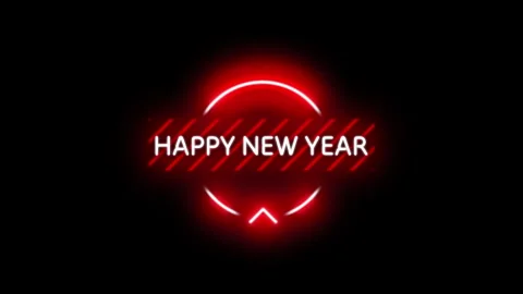 Futuristic Red Glowing Neon Light Happy New Year 2025 Title Stock Footage 294822337