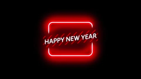 Futuristic Red Glowing Neon Light Happy New Year 2025 Title Stock Footage 294822351