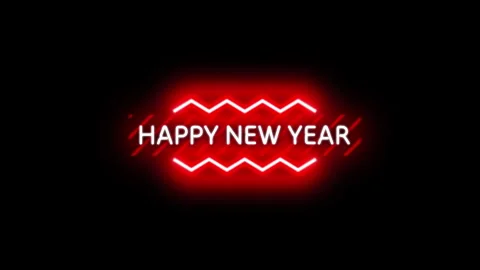 Futuristic Red Glowing Neon Light Happy New Year 2025 Title Stock Footage 294822749