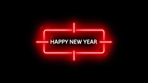 Futuristic Red Glowing Neon Light Happy New Year 2025 Title Stock Footage 294822768