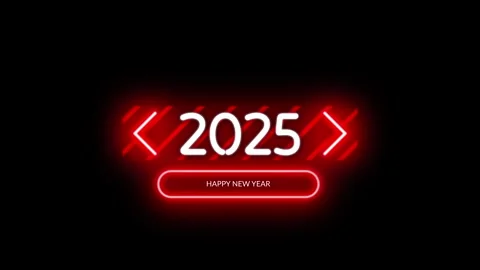 Futuristic Red Glowing Neon Light Happy New Year 2025 Title Stock Footage 294823230