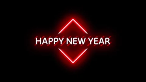 Futuristic Red Glowing Neon Light Happy New Year 2025 Title Stock Footage 294823580