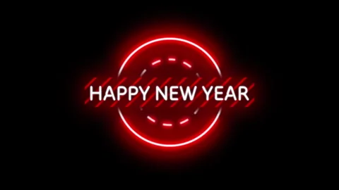 Futuristic Red Glowing Neon Light Happy New Year 2025 Title Stock Footage 294823679