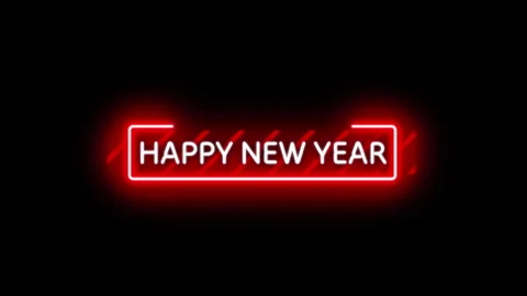 Futuristic Red Glowing Neon Light Happy New Year 2025 Title Stock Footage 294823853