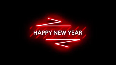 Futuristic Red Glowing Neon Light Happy New Year 2025 Title Stock Footage 294823978