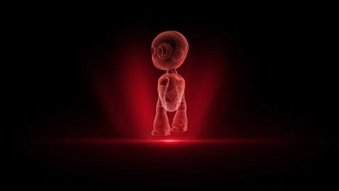 Futuristic Red Holographic Robot in a Glowing Digital Environment Stock Footage 339174628