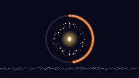 Futuristic red HUD interface with glowing circular data ring Stockbeeldmateriaal 333518991