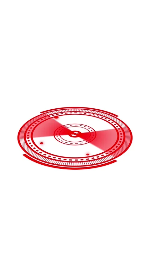 Futuristic red HUD interface with spinning elements on white. Red circular .. Stock Footage 344840367