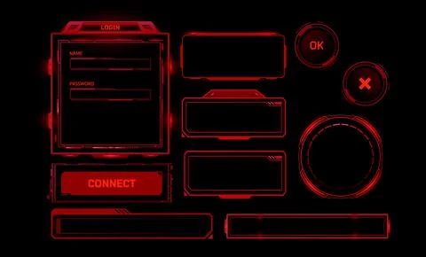 Futuristic red interface elements Illustrazione stock