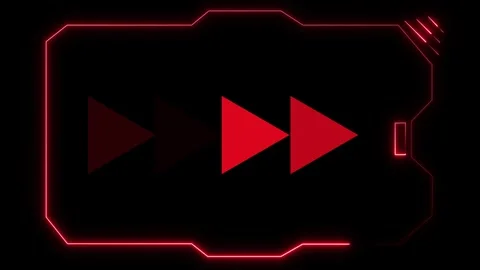 Futuristic Red Interface with Forward Arrows on a animated Black Background.. Stock Footage 337363419