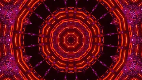 Futuristic Red Mandala: Hypnotic Digital Kaleidoscope Pattern Stock Footage 303142459