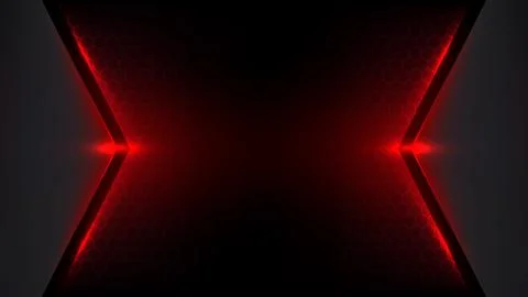 Futuristic red neon background with dark metallic side panels glowing light.. Stock Illustration