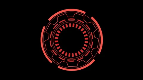 Futuristic Red Neon Circle with Techno Geometric Design on Black 库存影片 339173797