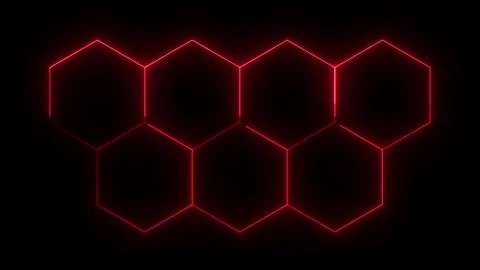 Futuristic Red Neon Hexagon Grid Animation on Dark Background. Abstract Tec.. Stock Footage 331628411