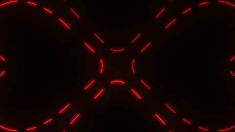 Futuristic red neon light trails forming abstract infinity loop on dark Video stock 334140430