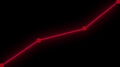 Futuristic red neon line graph glowing against a black background, showing .. Stock Footage 340443952