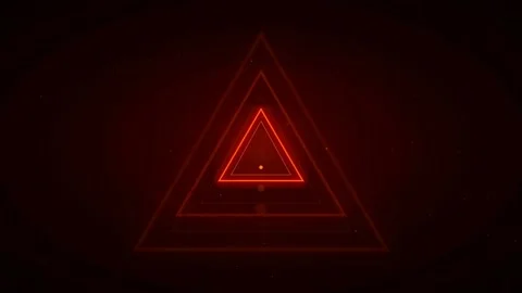 Futuristic Red Neon Triangle HUD Interface with Glowing Geometric Shapes on Stock Footage 336777339