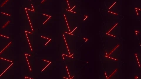 Futuristic red neon triangle pattern background with glowing abstract geometric Vídeos de archivo 334140328