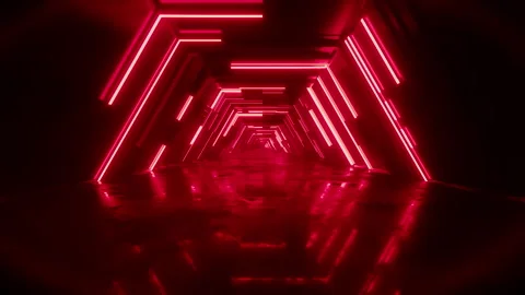 Futuristic Red Neon Tunnel Fly Through Seamless Loop 4K Video stock 325726837