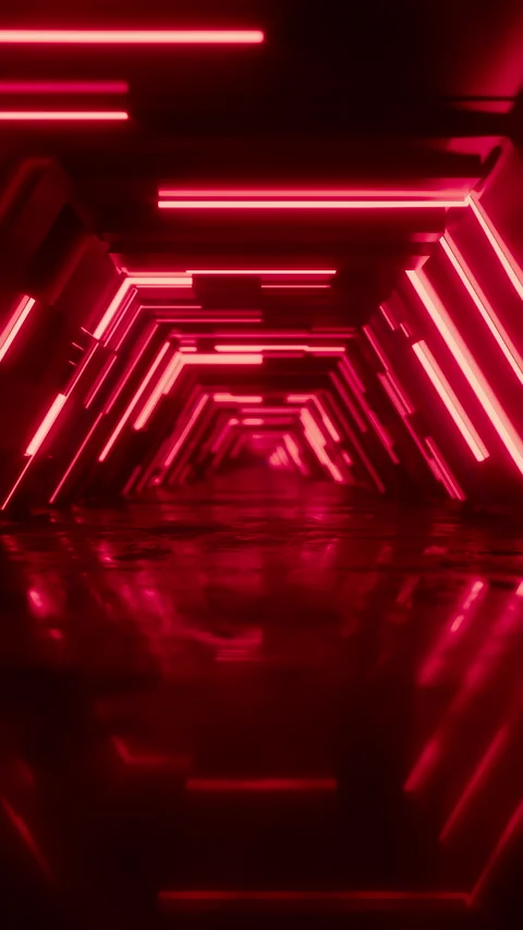 Futuristic Red Neon Tunnel Fly Through Seamless Loop 4K Video stock 326517440