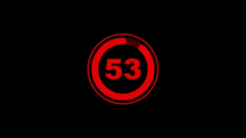Futuristic red Number 60 to 0 countdown animation isolated on black background Stock Footage 320556336
