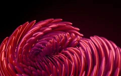 Futuristic Red Organic Geometry with Glossy Curved Spikes and Depth Illustrazione stock