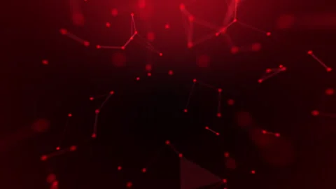 Futuristic Red Plexus Motion Background With Glowing Digital Lines And Conn.. Stock Footage 329078196