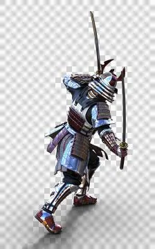 Futuristic Red Samurai Warrior in Battle-Ready Armor Illustrazione stock