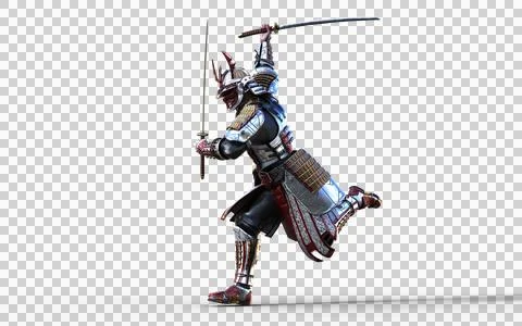 Futuristic Red Samurai Warrior in Battle-Ready Armor Illustrazione stock