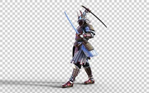 Futuristic Red Samurai Warrior in Battle-Ready Armor Stock Illustration