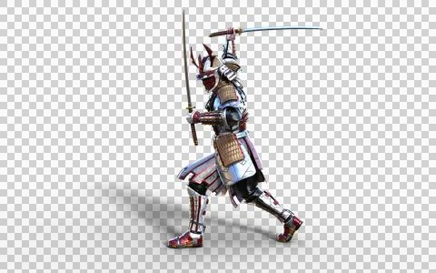 Futuristic Red Samurai Warrior in Battle-Ready Armor Illustrazione stock