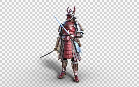 Futuristic Red Samurai Warrior in Battle-Ready Armor イラスト素材