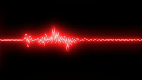Futuristic red scribble effect audio equalizer with rhythm spectrum - looped Stock Footage 120096336